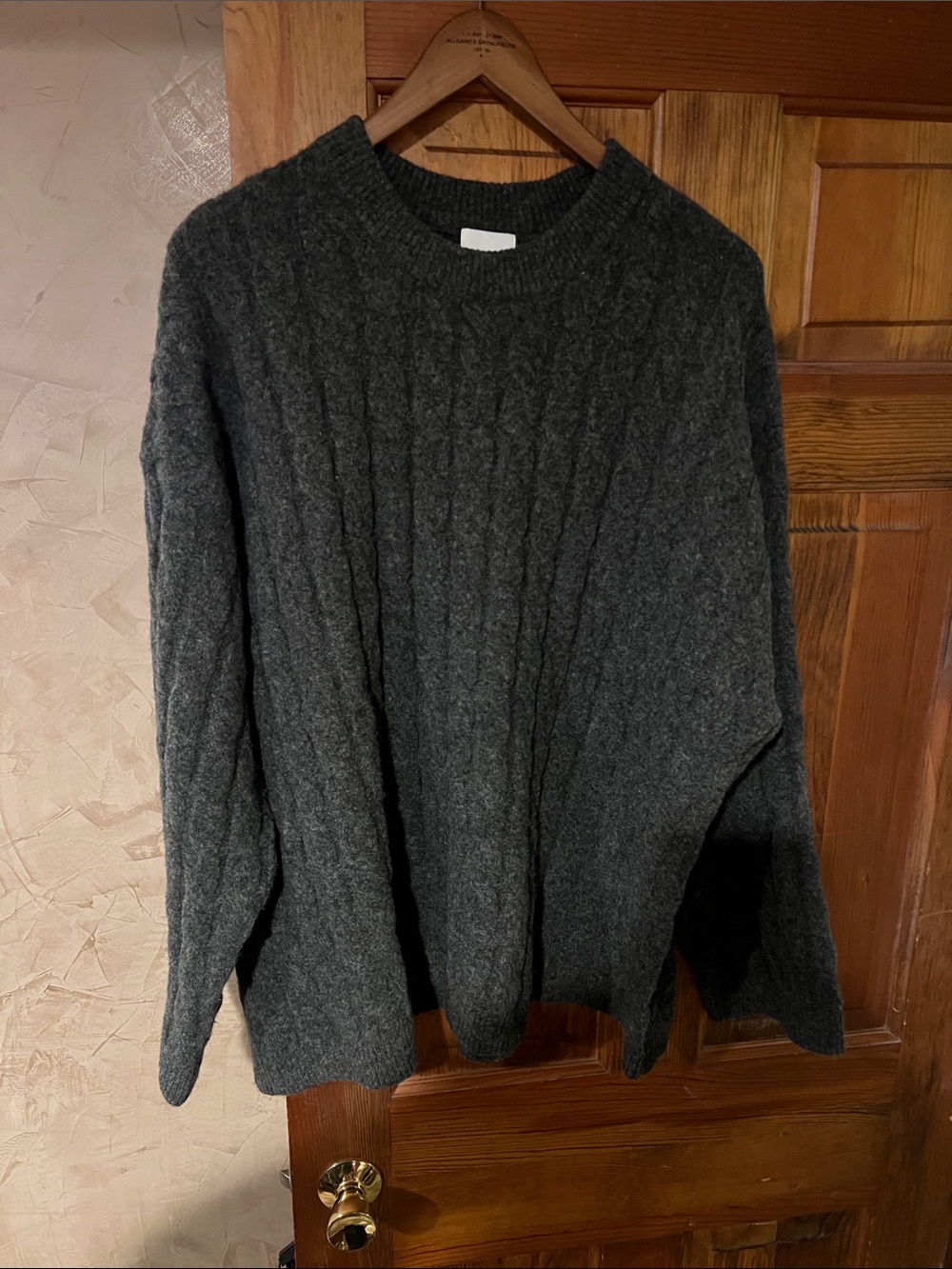 H&M Dark Gray Cable-Knit Crewneck Sweater